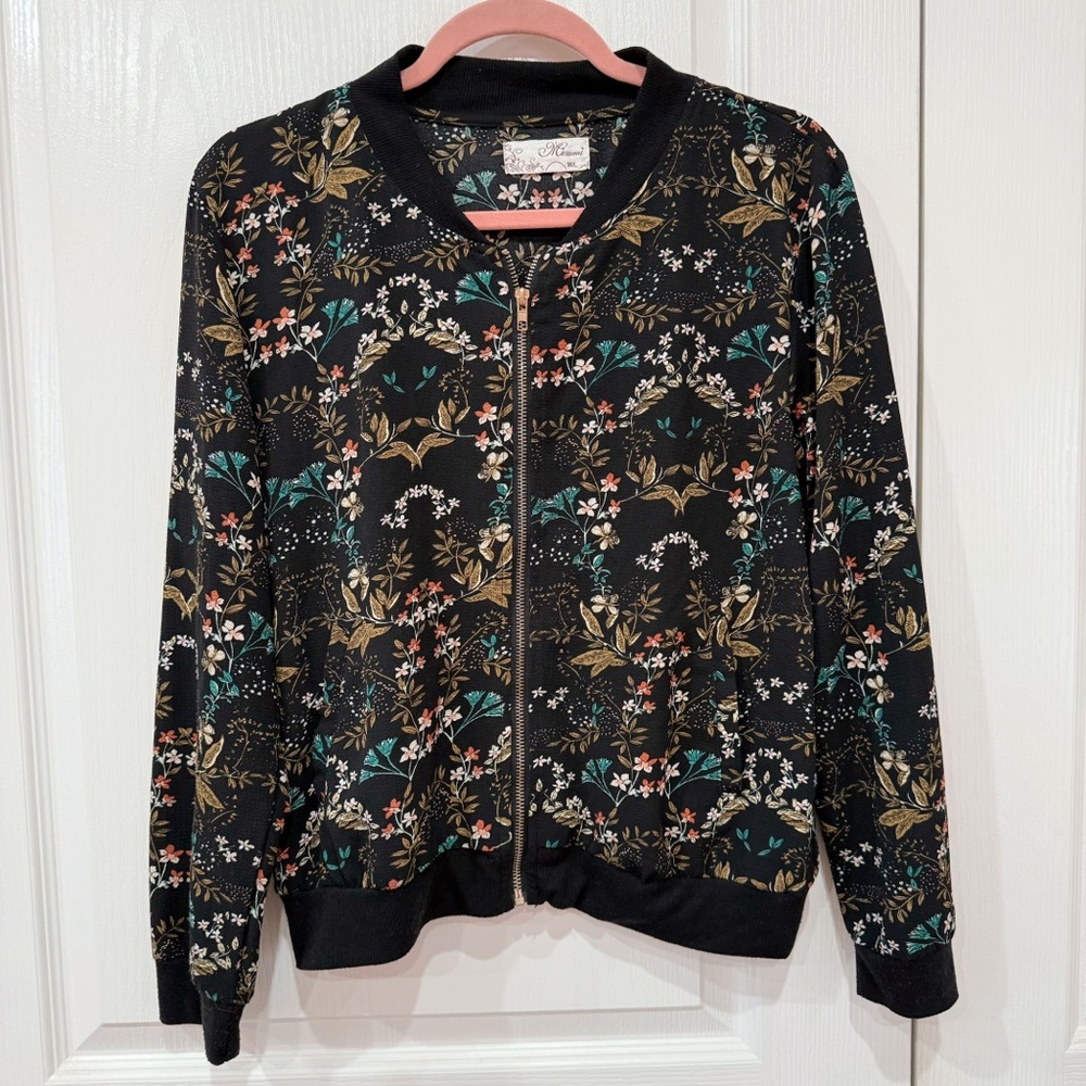 LF Black Floral Bomber Jacket